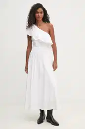 Obleka iz meanice lana bela barva, 3818442