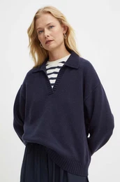 Volnen pulover enski, mornarsko modra barva, 2425366152600