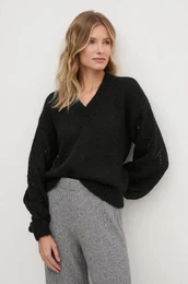 Pulover s primesjo volne enski, rna barva, 1442D4024