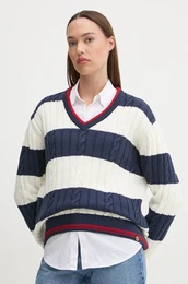 Pulover enski, mornarsko modra barva, W6110569A-2JL