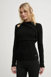 Pulover s primesjo volne enski, rna barva, AW24.W.07.065.BLK01
