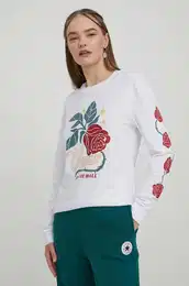Bombana majica z dolgimi rokavi bela barva