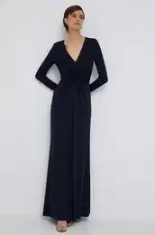 Obleka Lauren Ralph Lauren mornarsko modra barva