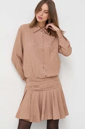 Haljina s dodatkom svile boja: be, mini, oversize