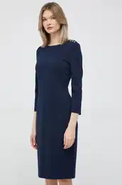 Obleka Lauren Ralph Lauren mornarsko modra barva,