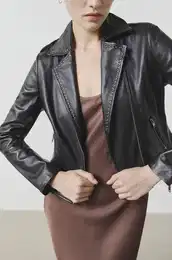Usnjena biker jakna enska, rna barva
