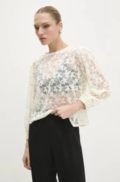 Bluza za ene, boja: be, bez uzorka
