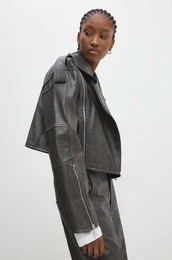 Biker jakna enska, rjava barva