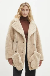 Jakna za ene, boja: be, za prijelazno razdoblje, oversize