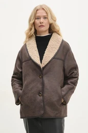 Jakna za ene, boja: be, za prijelazno razdoblje, oversize