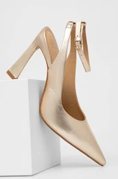 Usnjene visoke pete zlata barva