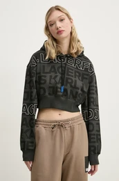 Bombaen pulover enski, rna barva, s kapuco, A1W20067