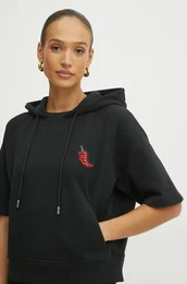 Bombaen pulover enski, rna barva, s kapuco, 50531853