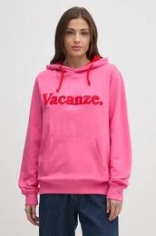 Pulover Vacanze Chenille enski, roza barva, s kapuco, 2024-DMBS-027-PR