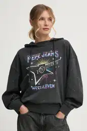 Pulover LILIAN enski, siva barva, s kapuco, PL581469