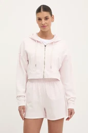 Bombaen pulover enski, roza barva, s kapuco, DP5J9578