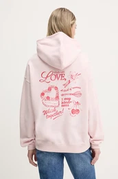 Pulover Hollister Co. enski, roza barva, s kapuco, KI352-5078