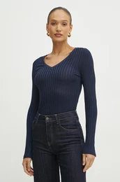 Majica z dolgimi rokavi enska, mornarsko modra barva, 50532052
