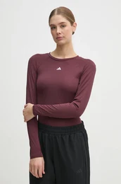 Majica z dolgimi rokavi za vadbo Techfit bordo barva, JC9966