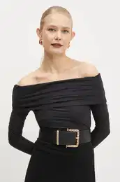 Majica z dolgimi rokavi ABBY enska, rna barva, W5RP07 KCDE0