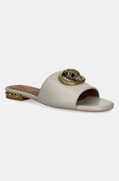 Usnjeni natikai Chelsea Flat Sandal enski, siva barva, 3416223109