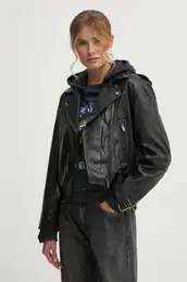 Usnjena biker jakna FRANKA enska, rna barva, PL402494