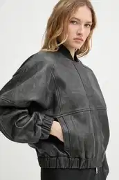 Usnjena bomber jakna KELLY enska, rna barva, JK125554