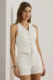 Bombani brezrokavnik Lauren Ralph Lauren bela barva, 200957263