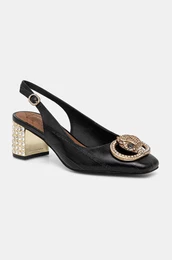 Kone salonke Chelsea Block Slingback boja: crna, s debelom potpeticom, s otvorenom petom, 3415000189