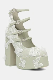 Salonarji Wild Lotus Butterfly Lace Platform Heels