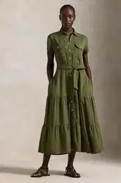 Obleka iz meanice lana zelena barva, 211959905