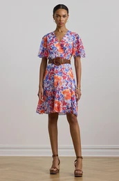 Obleka Lauren Ralph Lauren bela barva, 250957086