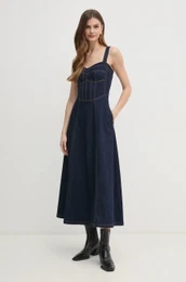 Jeans obleka mornarsko modra barva, 91413DB