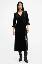 Obleka ANI VELVET rna barva, W143DB