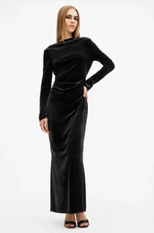 Haljina AMORET boja: crna, maxi, uska, W165DB