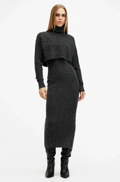 Haljina i pulover s primjesom vune MURIEL boja: siva, maxi, uska, W205DB