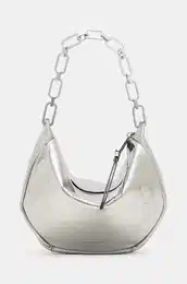 Usnjena torbica MADEA MINI srebrna barva, W221XB