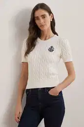 Bombana kratka majica Lauren Ralph Lauren enska, bela barva, 200961681