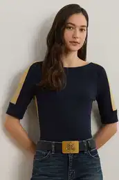 Bombana kratka majica Lauren Ralph Lauren enska, mornarsko modra barva, 200963099