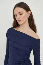 Majica Lauren Ralph Lauren enska, mornarsko modra barva