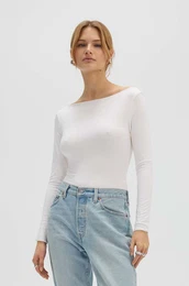 Body SLASH NECK BODYSUIT ECRU enski, bela barva, SB.547