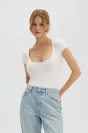 Body SCOOP NECK BODYSUIT ECRU enski, bela barva, SB.523