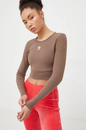 Majica z dolgimi rokavi enski, rjava barva