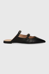 Usnjeni natikai TH POINTY LEATHER MULE enski, rna barva, FW0FW07722