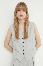 Telovnik s primesjo volne Rudy - Classic Wool Blend siva barva, DAY65243157