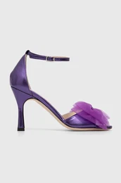 Usnjeni sandali Ashley Metallic Tulle vijolina barva, 000304046