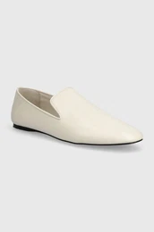 Usnjeni mokasini LOAFER LEATHER enski, be barva, HW0HW02129