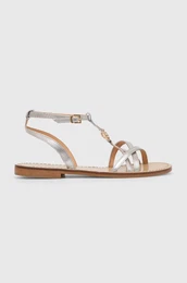 Usnjeni sandali ženski, srebrna barva, 241TCT122