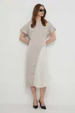 Bež Short sleeves Pletena Obleka za dame image