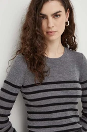 Volnen pulover ženski, siva barva